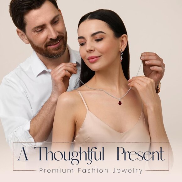 Jewelry Sets Zirconia Crystal Teardrop Necklace Earrings Women Wedding Party - Picture 7 of 7